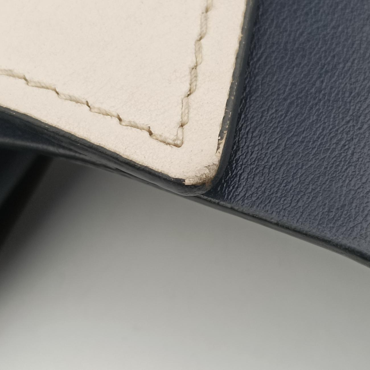 Pre-owned Prada Plex Ribbon Blue x White x Navy Leather 1BD067 shoulderbag | stylenewstar