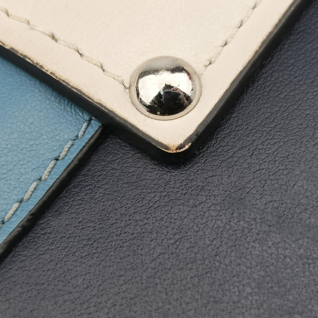 Pre-owned Prada Plex Ribbon Blue x White x Navy Leather 1BD067 shoulderbag | stylenewstar