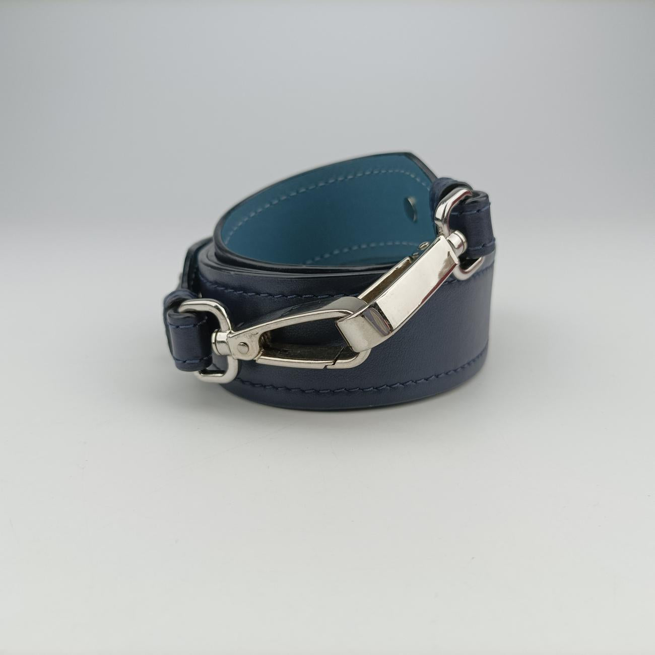 Pre-owned Prada Plex Ribbon Blue x White x Navy Leather 1BD067 shoulderbag | stylenewstar