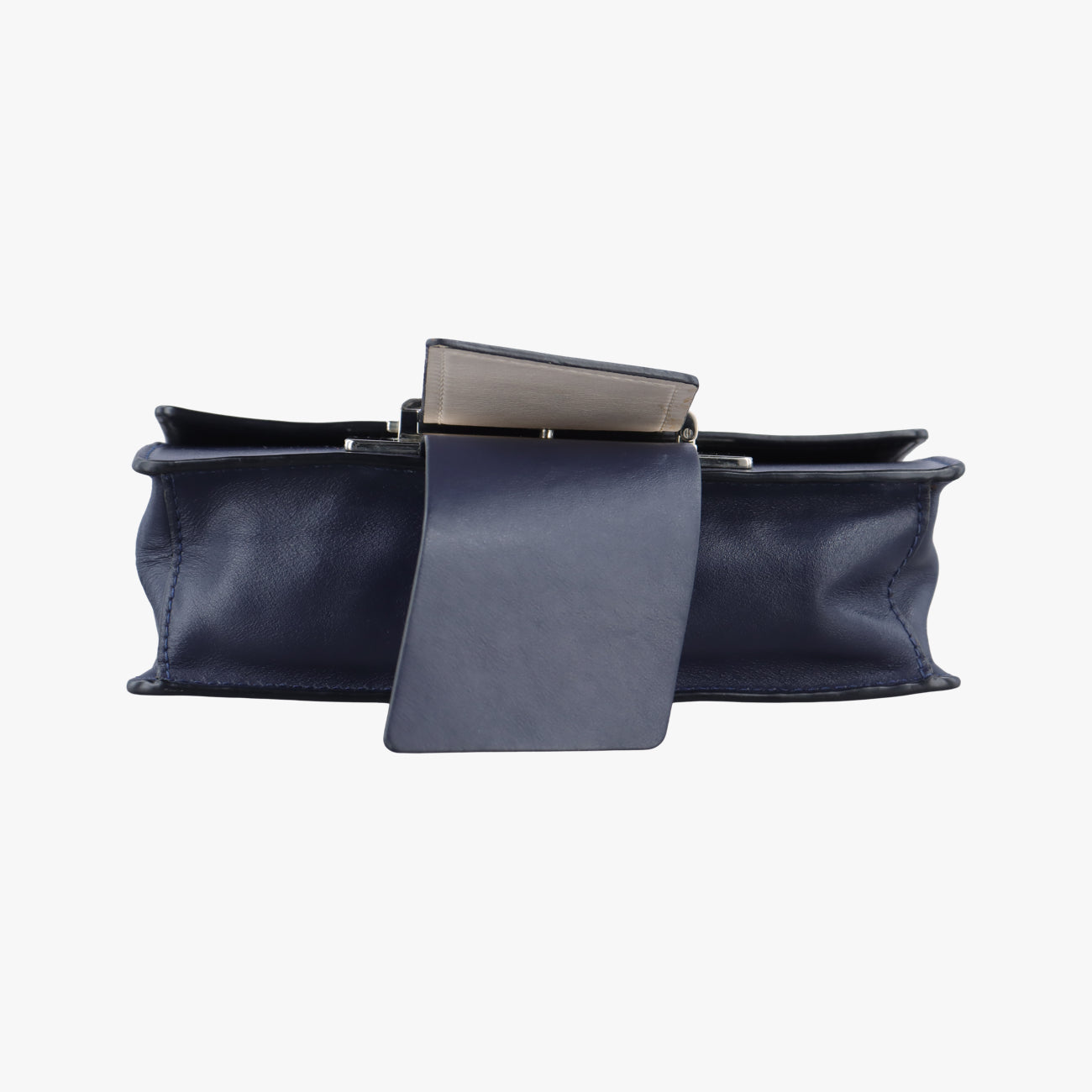 Pre-owned Prada Plex Ribbon Blue x White x Navy Leather 1BD067 shoulderbag | stylenewstar