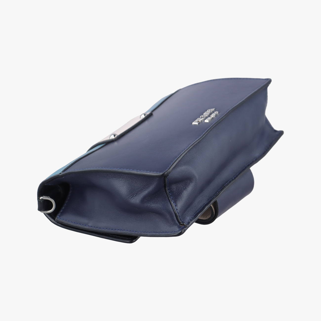 Pre-owned Prada Plex Ribbon Blue x White x Navy Leather 1BD067 shoulderbag | stylenewstar