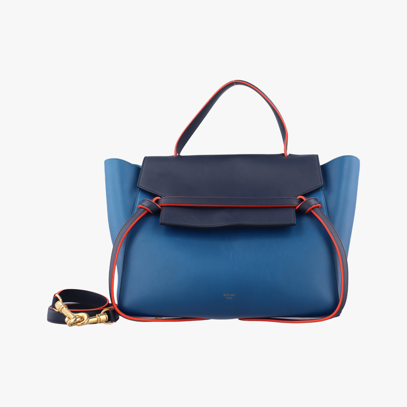 Pre-owned Celine Belt mini Blue x Red x Navy Leather  shoulderbag | stylenewstar