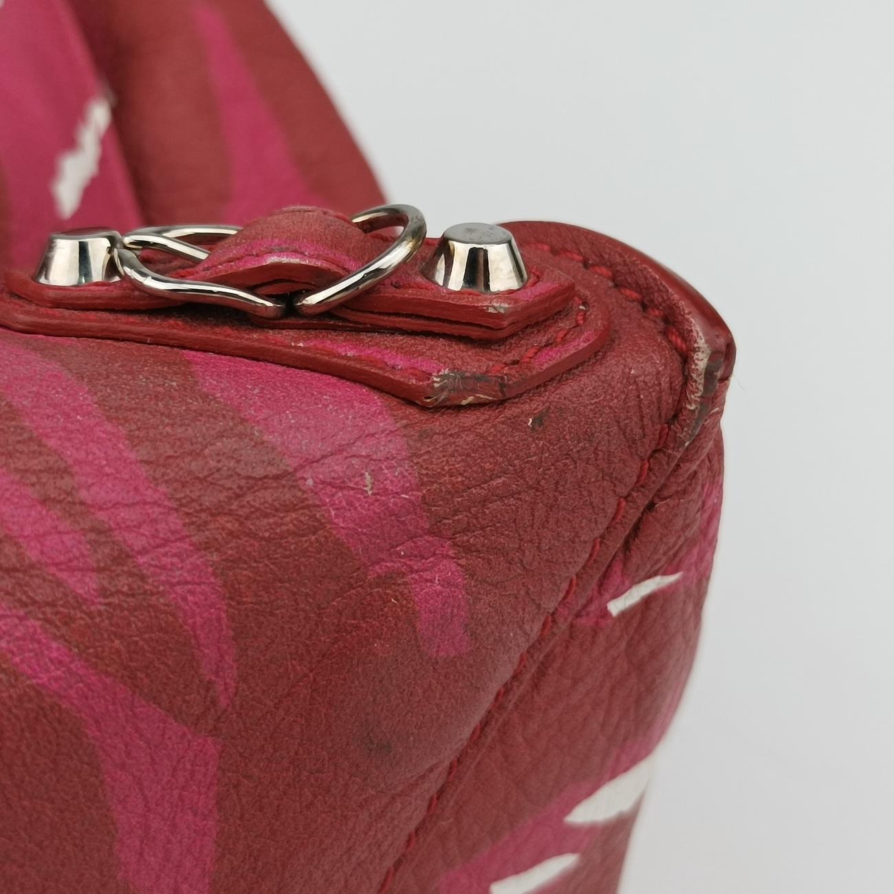 Pre-owned Balenciaga Paper mini Red×Pink×white Leather  shoulderbag | stylenewstar