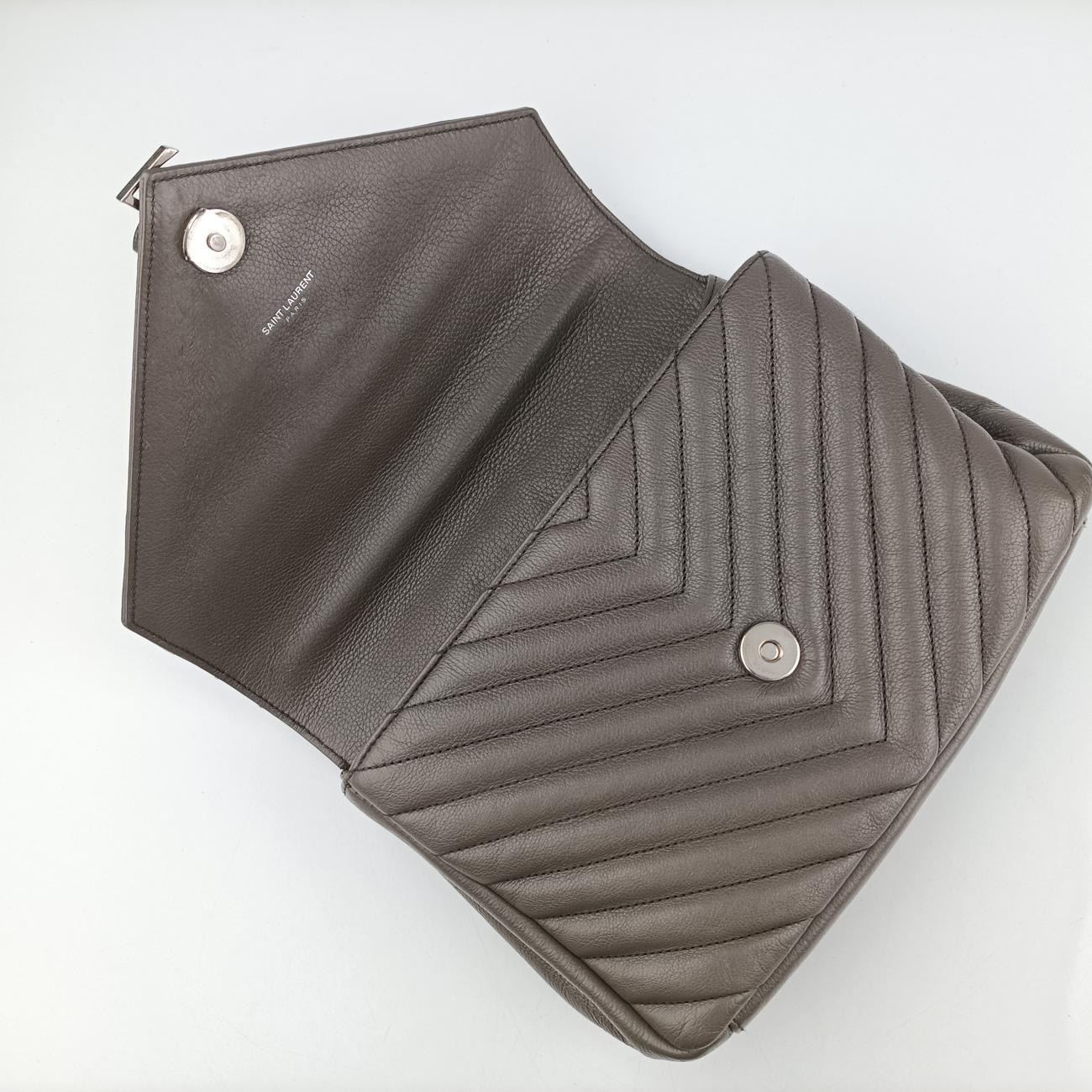 Pre-owned Yves Saint Laurent COLLEGE Grey Leather 428056 shoulderbag | stylenewstar