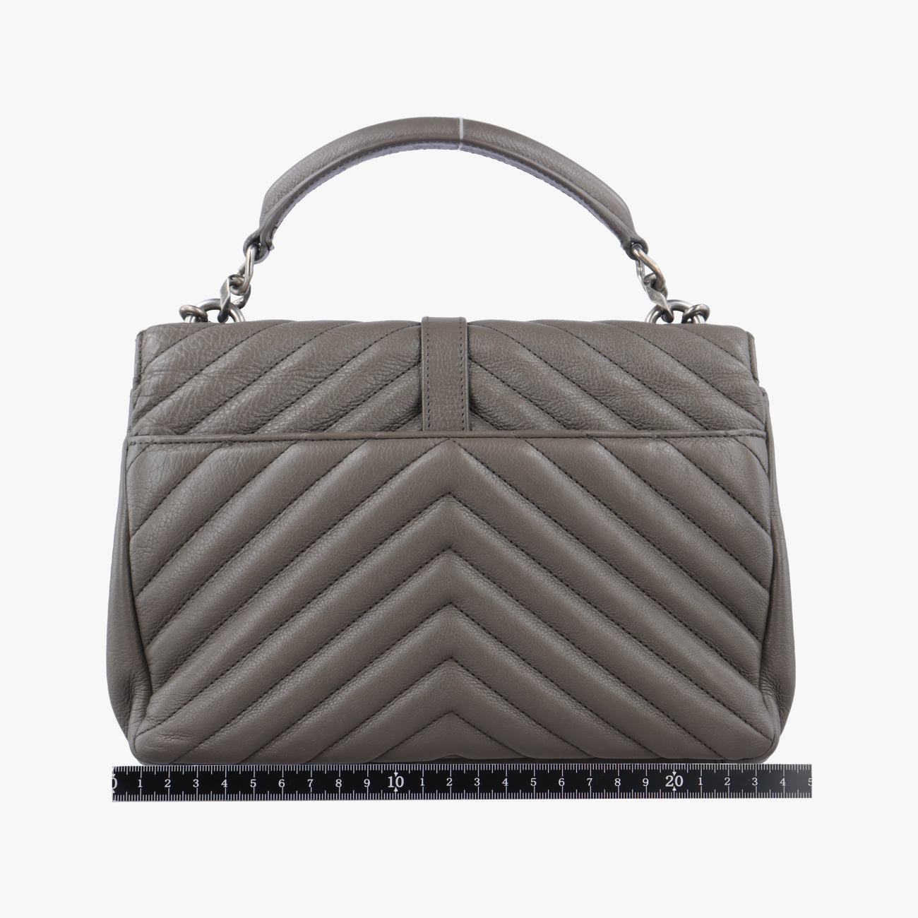 Pre-owned Yves Saint Laurent COLLEGE Grey Leather 428056 shoulderbag | stylenewstar