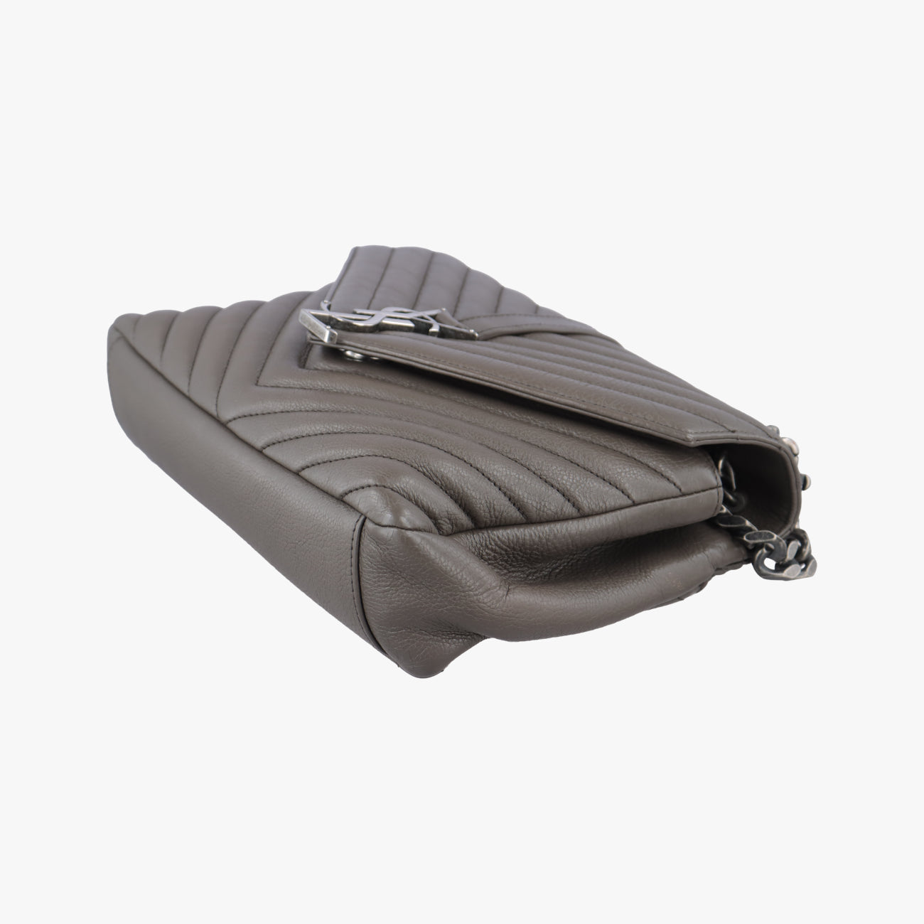 Pre-owned Yves Saint Laurent COLLEGE Grey Leather 428056 shoulderbag | stylenewstar