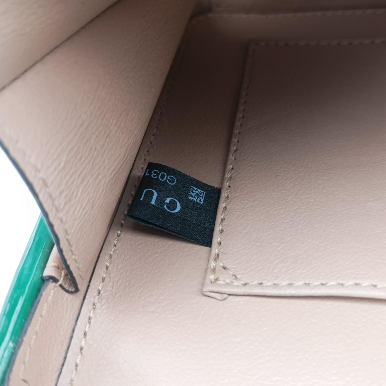 Pre-owned Gucci Sylvie Green Patent 589479 shoulderbag | stylenewstar