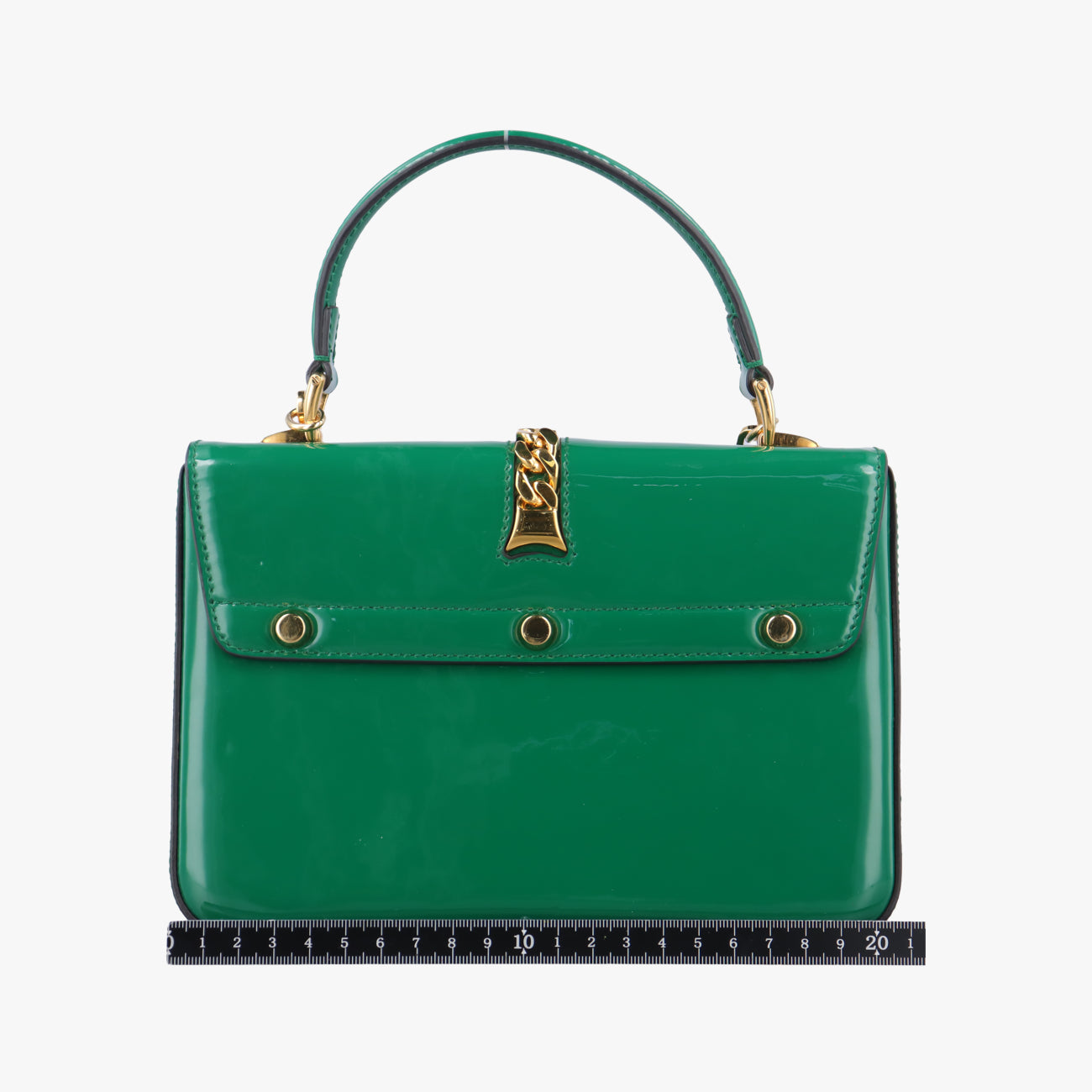 Pre-owned Gucci Sylvie Green Patent 589479 shoulderbag | stylenewstar