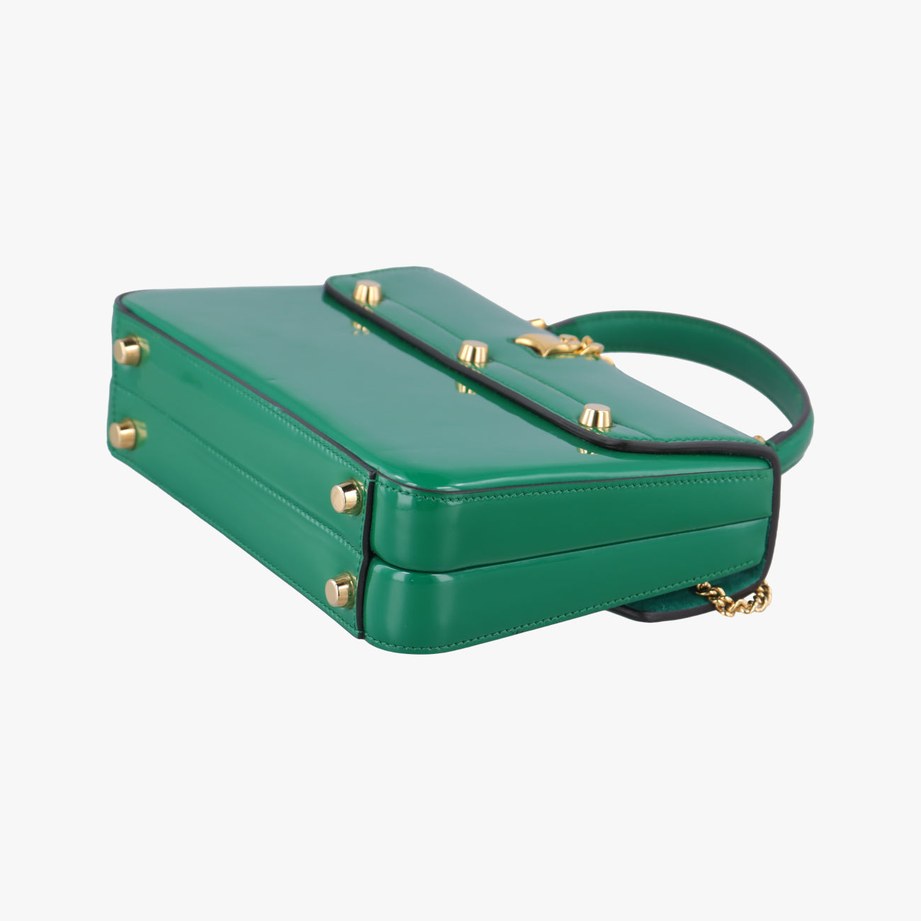 Pre-owned Gucci Sylvie Green Patent 589479 shoulderbag | stylenewstar