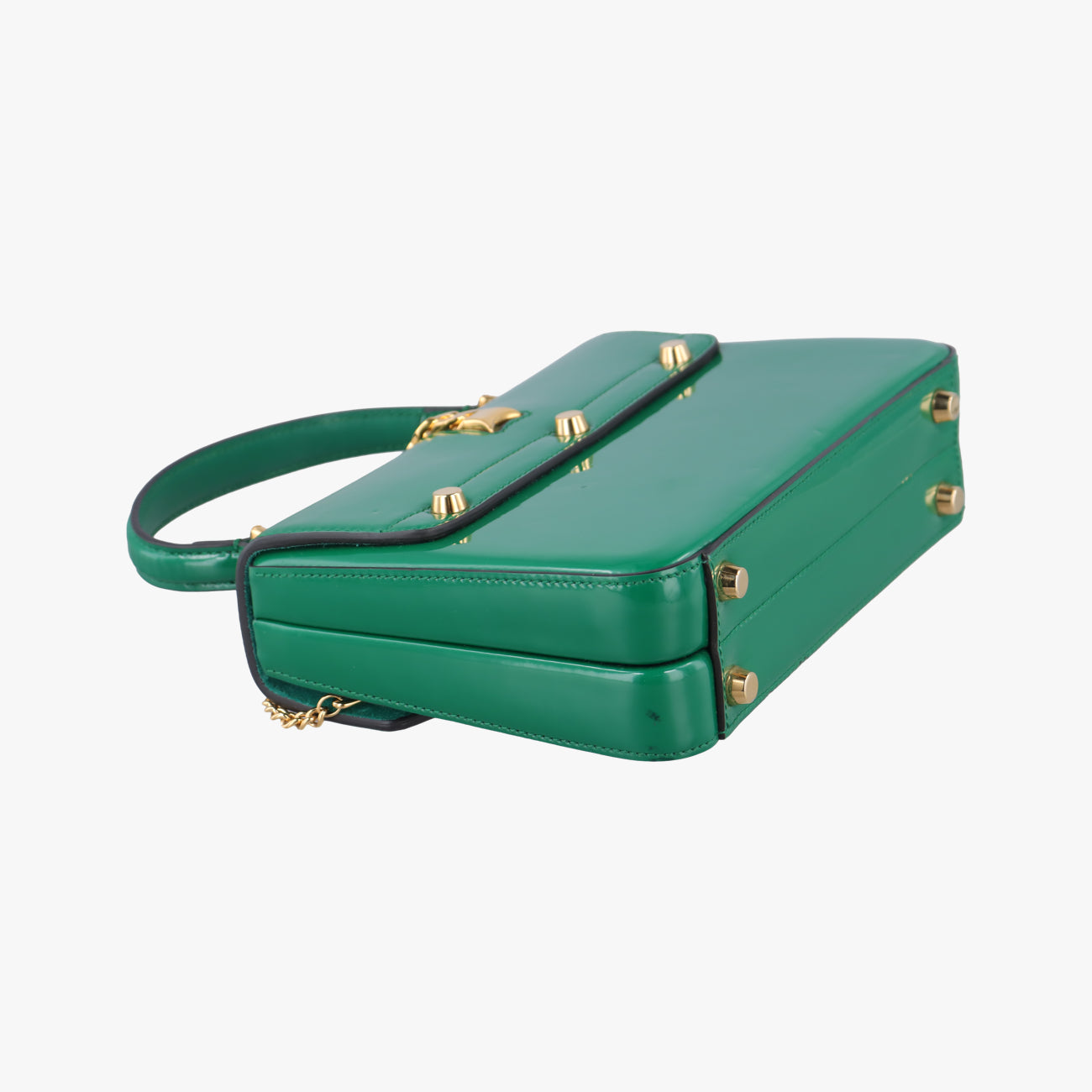 Pre-owned Gucci Sylvie Green Patent 589479 shoulderbag | stylenewstar