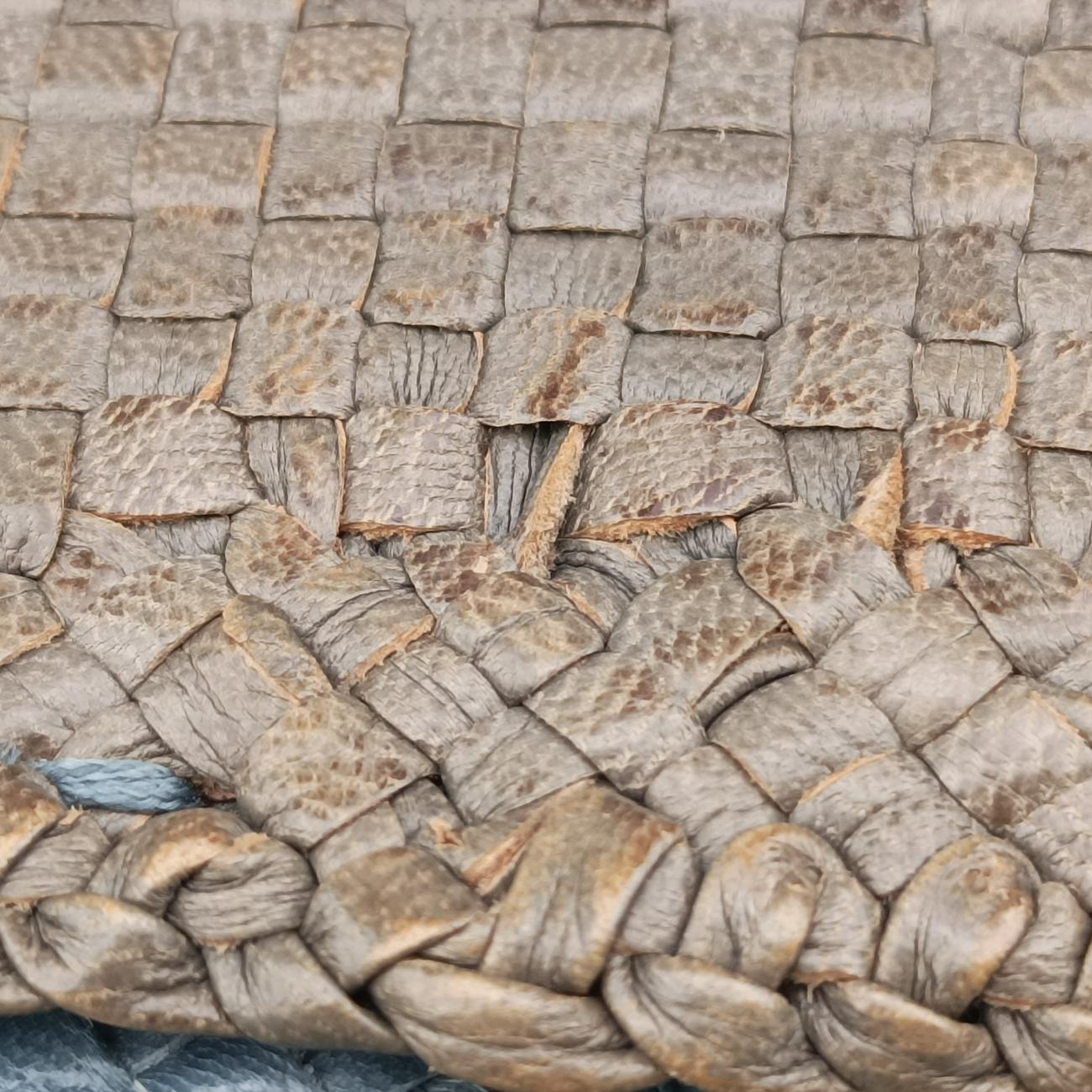 Pre-owned Prada MADRAS Beige×blue Leather  shoulderbag | stylenewstar