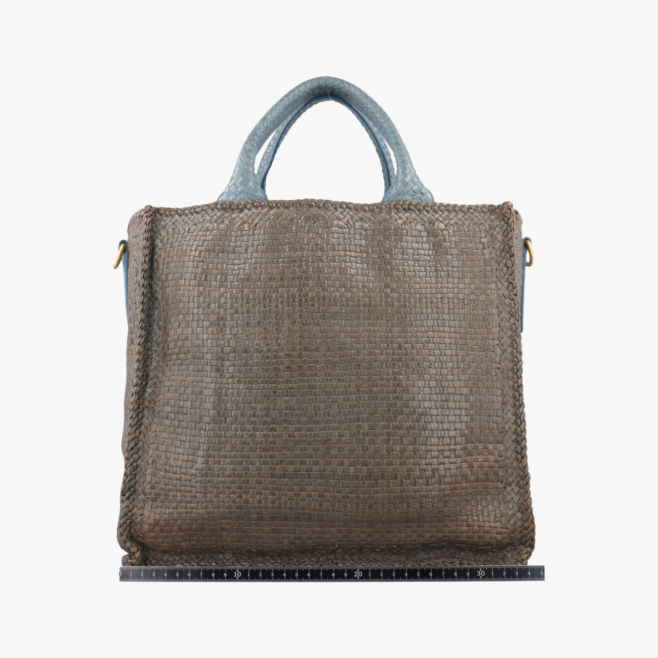 Pre-owned Prada MADRAS Beige×blue Leather  shoulderbag | stylenewstar