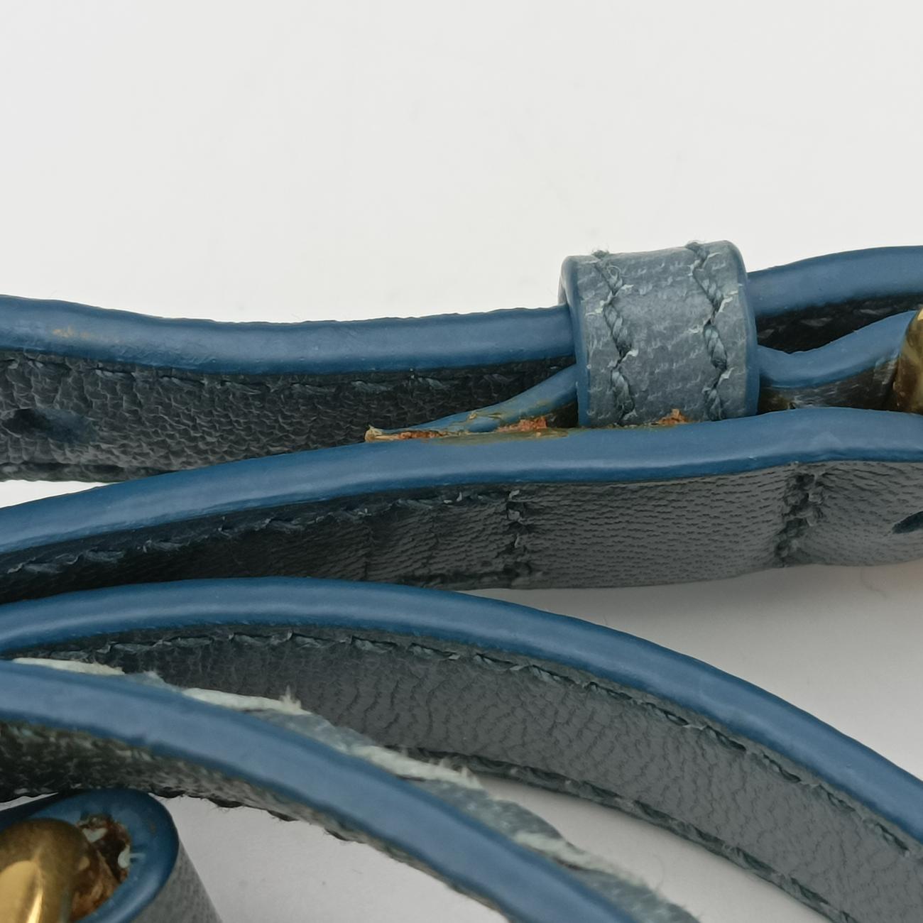 Pre-owned Prada MADRAS Beige×blue Leather  shoulderbag | stylenewstar