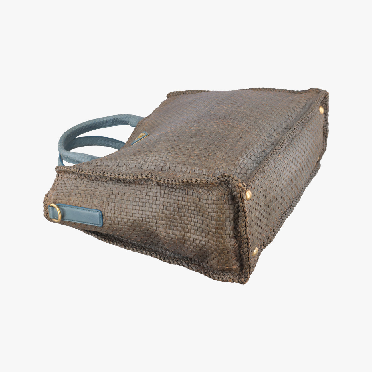 Pre-owned Prada MADRAS Beige×blue Leather  shoulderbag | stylenewstar