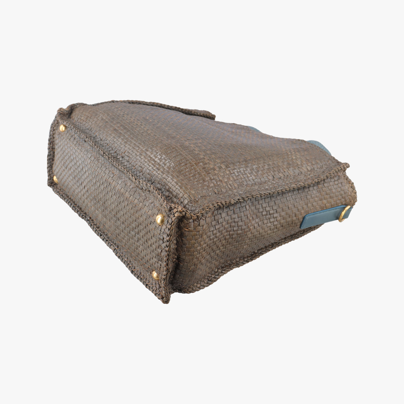 Pre-owned Prada MADRAS Beige×blue Leather  shoulderbag | stylenewstar