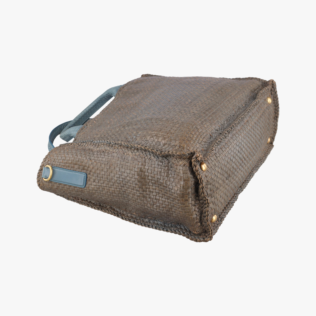 Pre-owned Prada MADRAS Beige×blue Leather  shoulderbag | stylenewstar