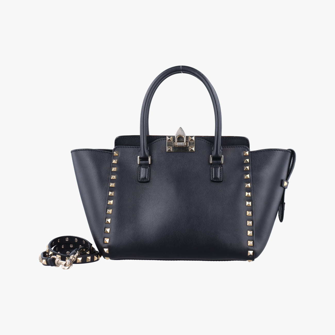 Pre-owned Valentino Rockstud Black Leather  shoulderbag | stylenewstar