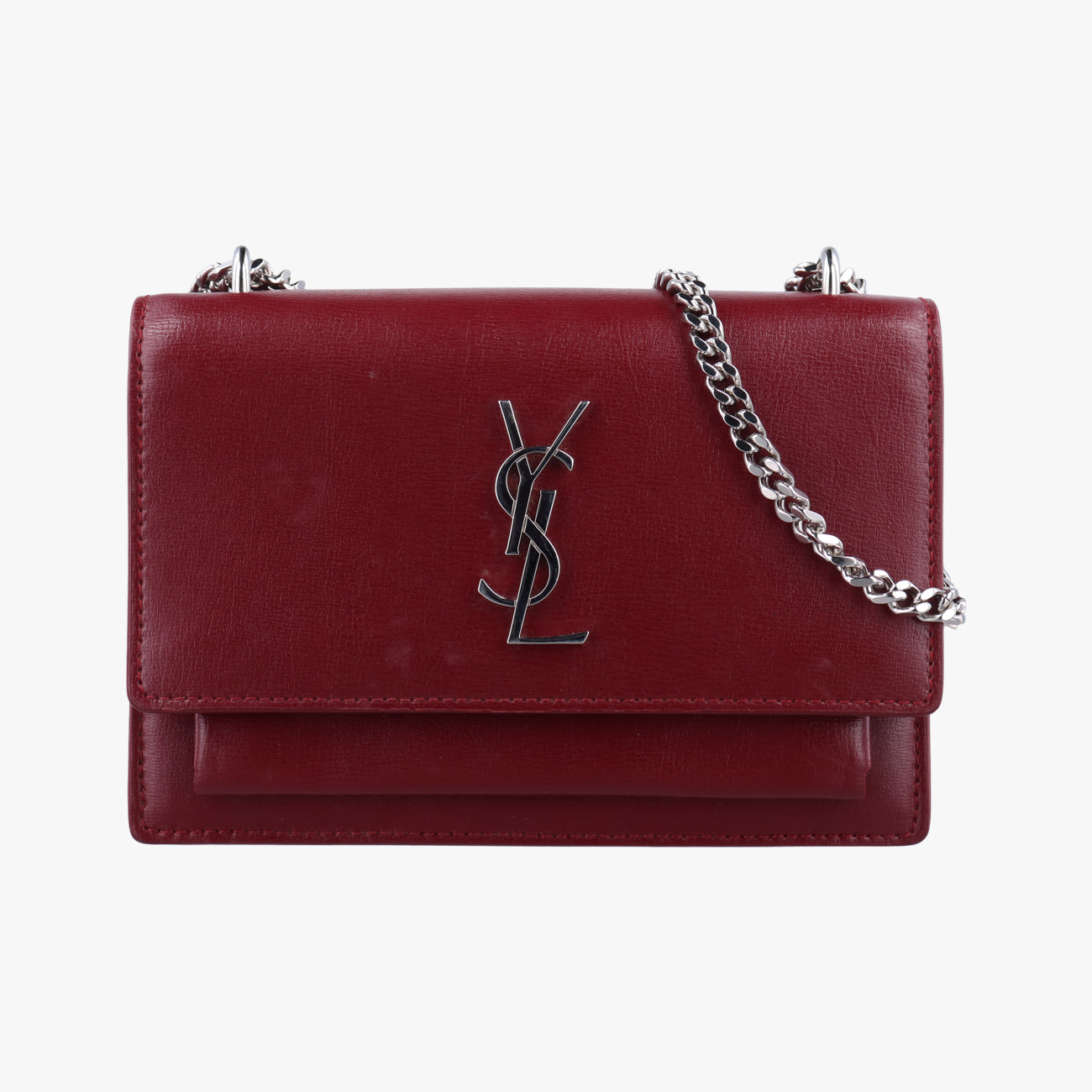 Pre-owned Yves Saint Laurent SUNSET Burgundy Leather 452157 shoulderbag | stylenewstar