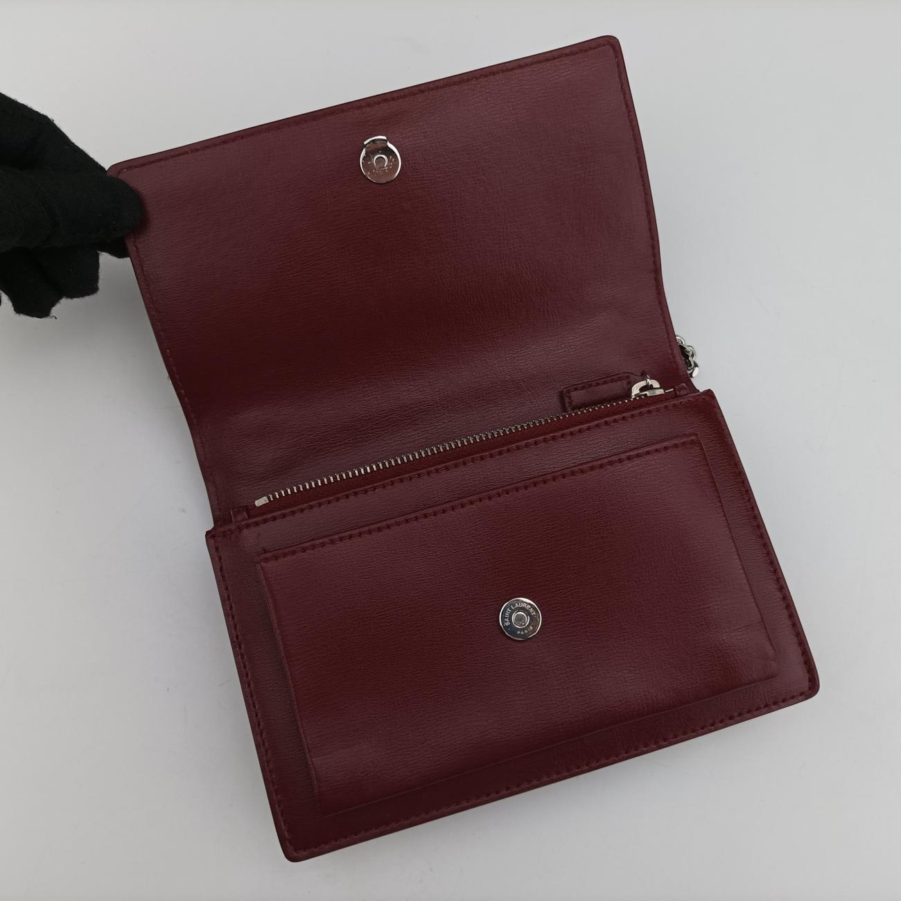 Pre-owned Yves Saint Laurent SUNSET Burgundy Leather 452157 shoulderbag | stylenewstar