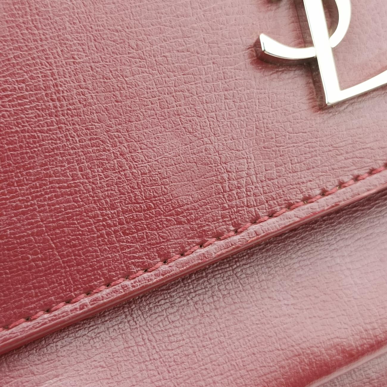 Pre-owned Yves Saint Laurent SUNSET Burgundy Leather 452157 shoulderbag | stylenewstar