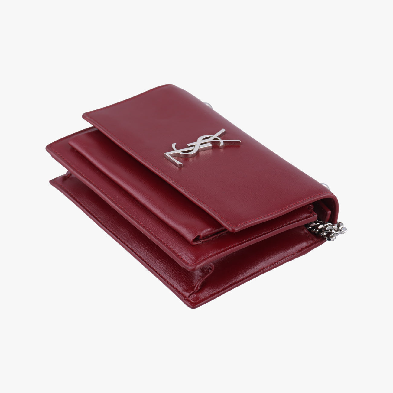 Pre-owned Yves Saint Laurent SUNSET Burgundy Leather 452157 shoulderbag | stylenewstar