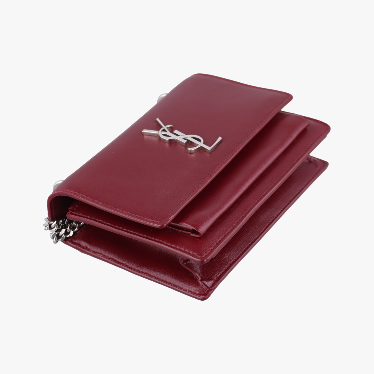 Pre-owned Yves Saint Laurent SUNSET Burgundy Leather 452157 shoulderbag | stylenewstar