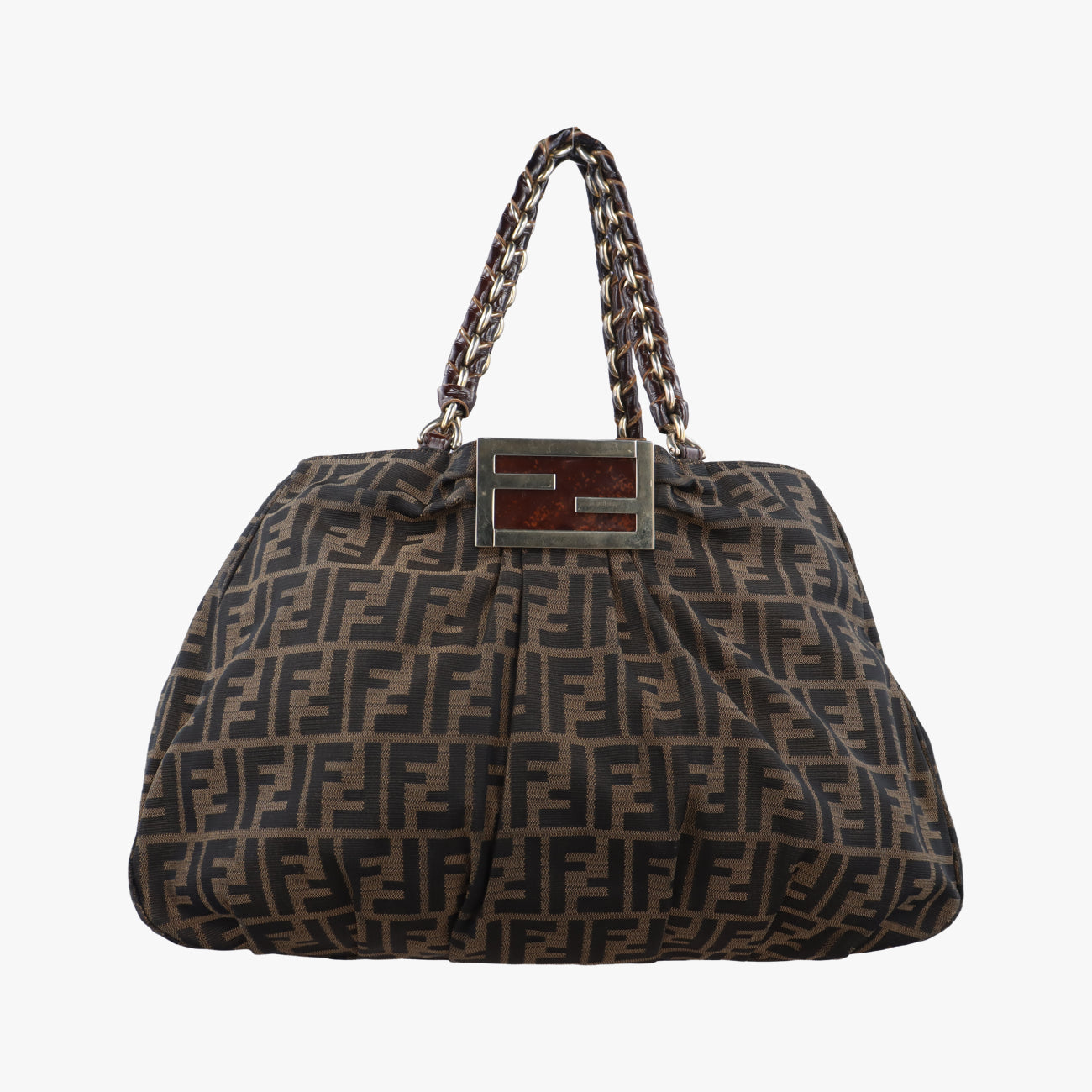 Pre-owned Fendi Mia Brown canvas 8BR616 shoulderbag | stylenewstar
