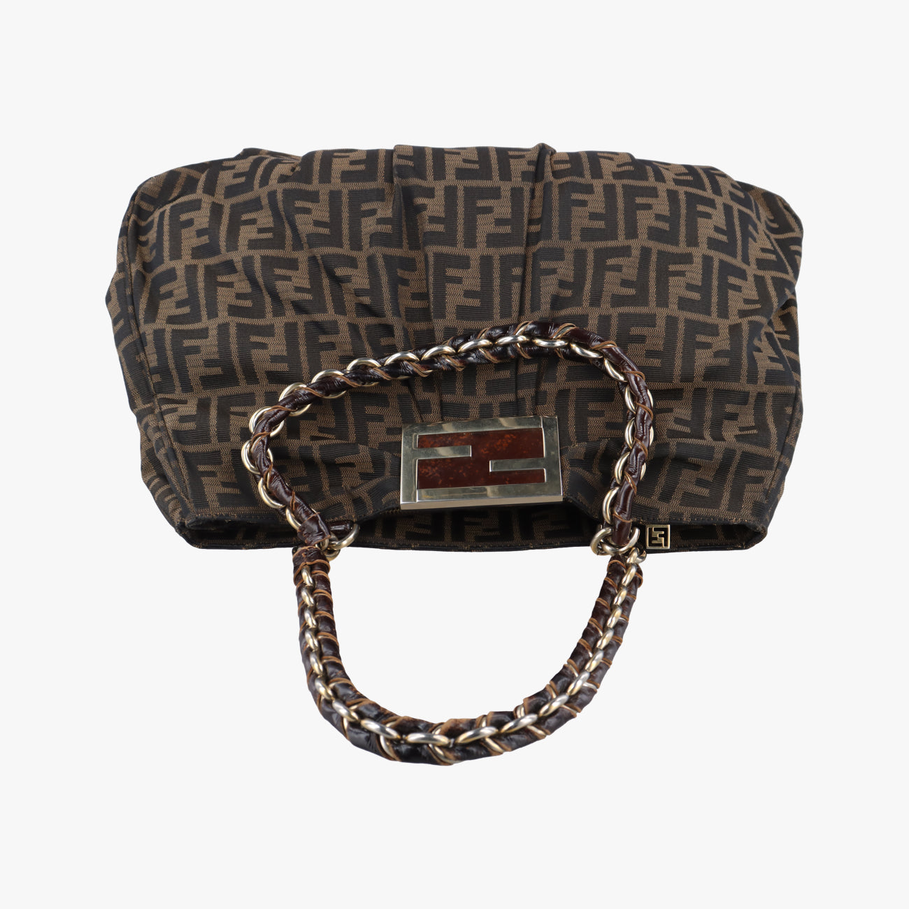 Pre-owned Fendi Mia Brown canvas 8BR616 shoulderbag | stylenewstar