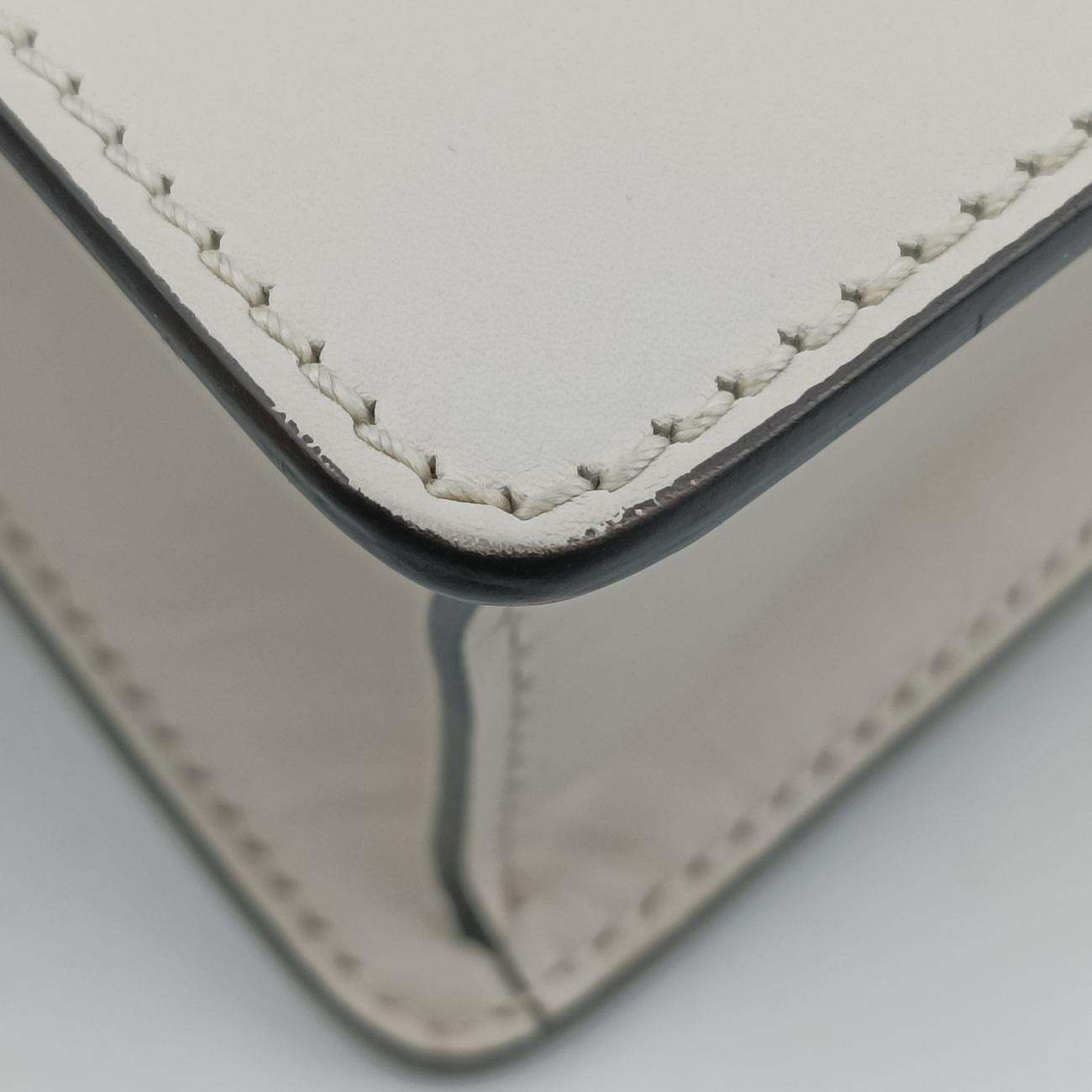 Pre-owned Gucci Sylvie Ivory× navy × red Leather 421882 shoulderbag | stylenewstar