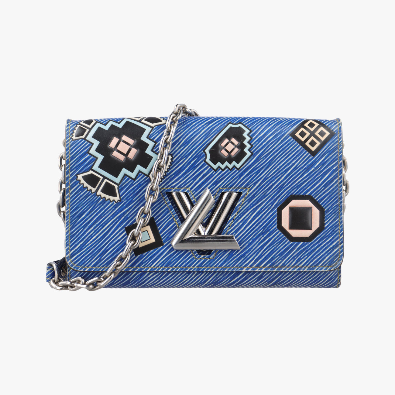 Pre-owned Louis Vuitton Portefeuille Twist Chain Wallet blue×multicolor Epi M61490 shoulderbag | stylenewstar