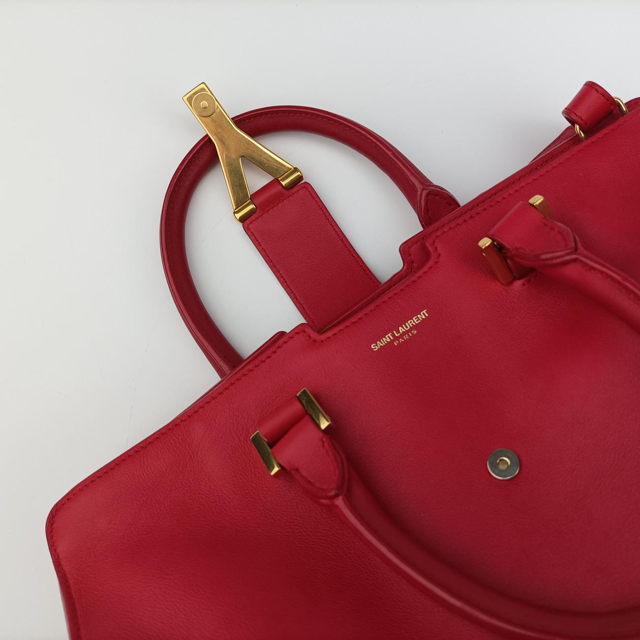 Secondhand Yves Saint Laurent Y Ligne Petit Cabas Red Leather 311210 shoulderbag | stylenewstar