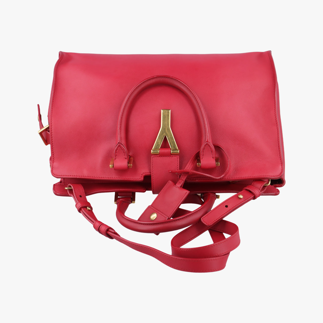 Secondhand Yves Saint Laurent Y Ligne Petit Cabas Red Leather 311210 shoulderbag | stylenewstar