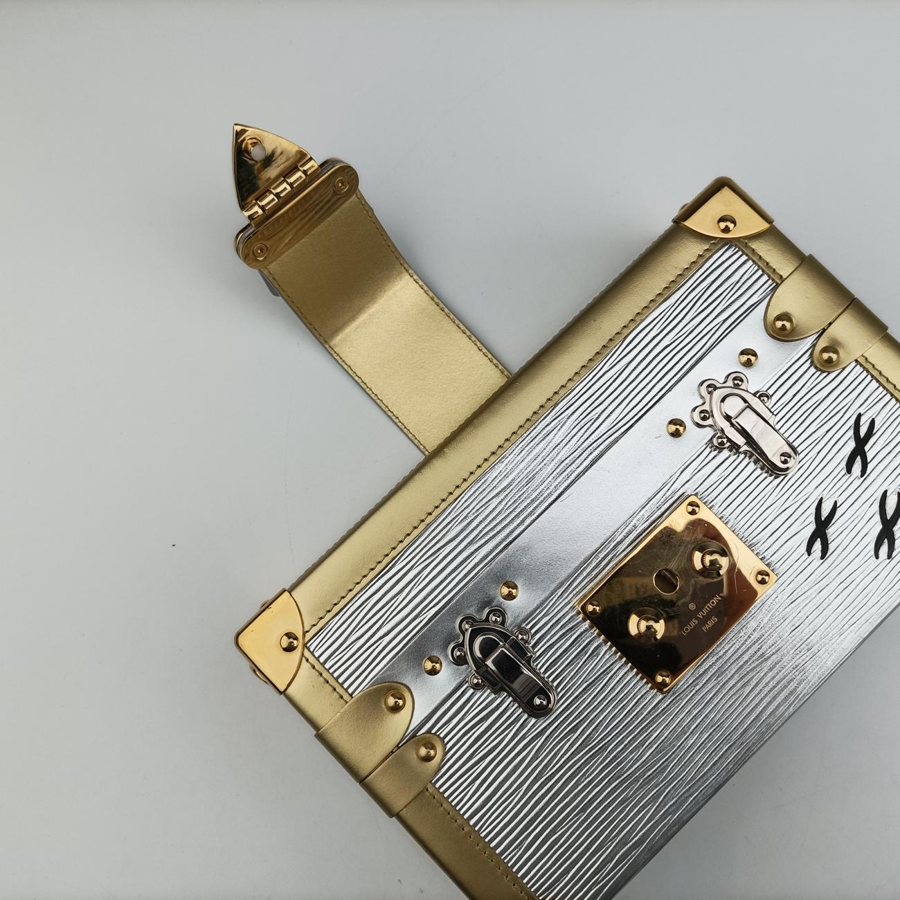 Pre-owned Louis Vuitton PETITE MALLE silver x gold Epi M54653 shoulderbag | stylenewstar