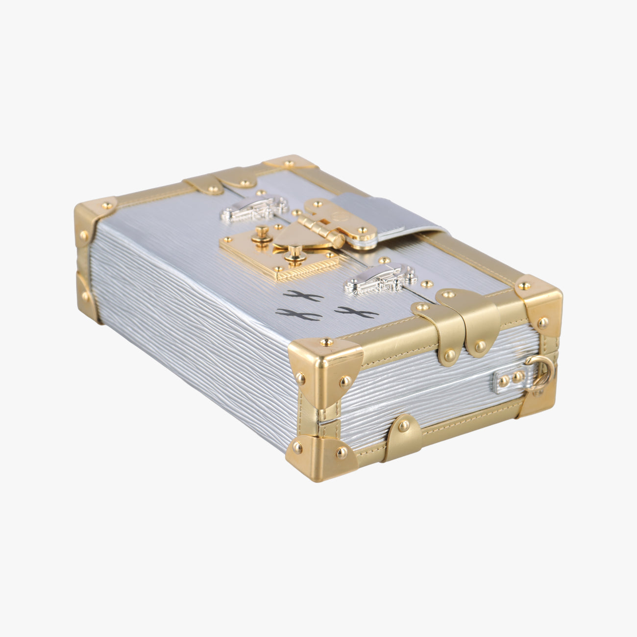 Pre-owned Louis Vuitton PETITE MALLE silver x gold Epi M54653 shoulderbag | stylenewstar