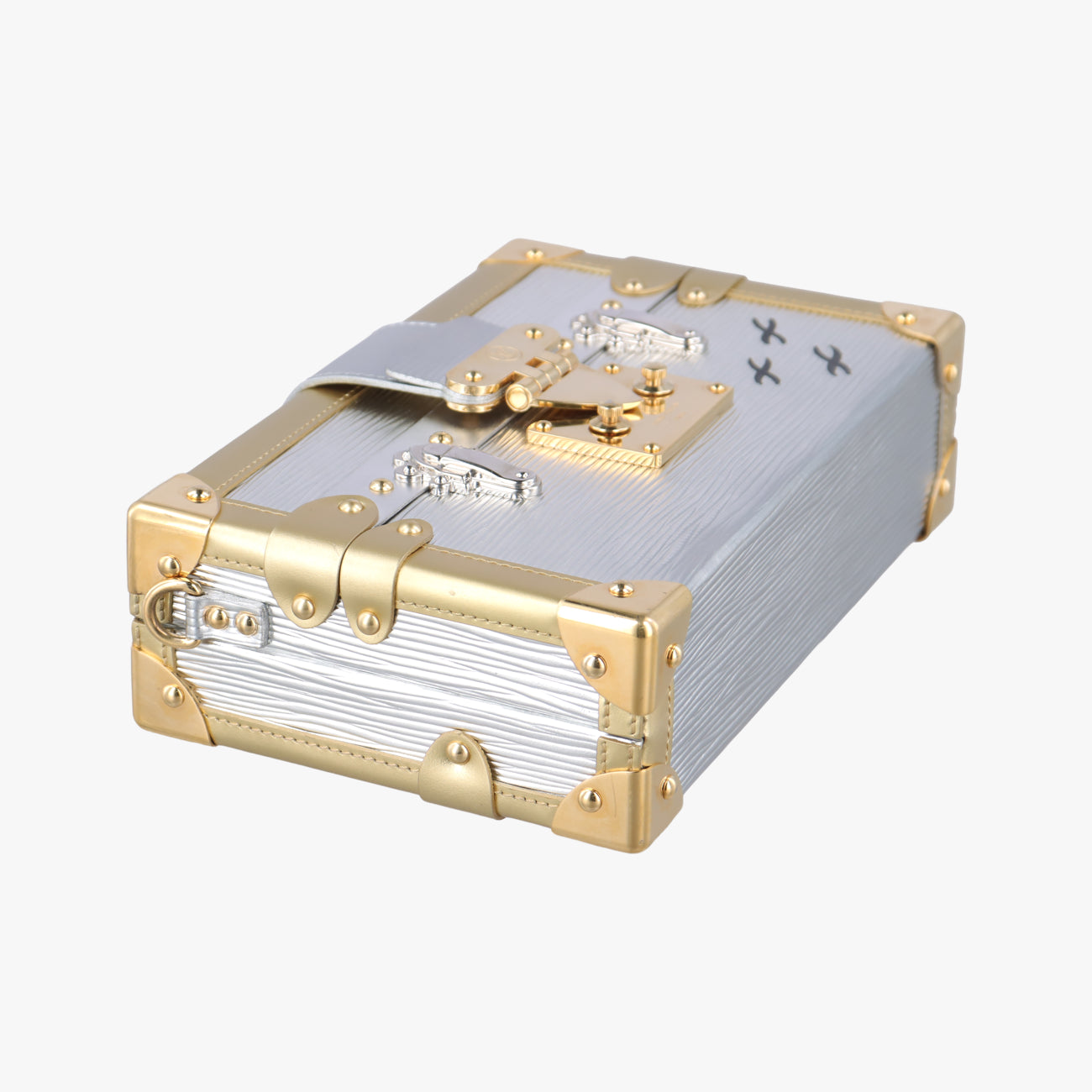 Pre-owned Louis Vuitton PETITE MALLE silver x gold Epi M54653 shoulderbag | stylenewstar