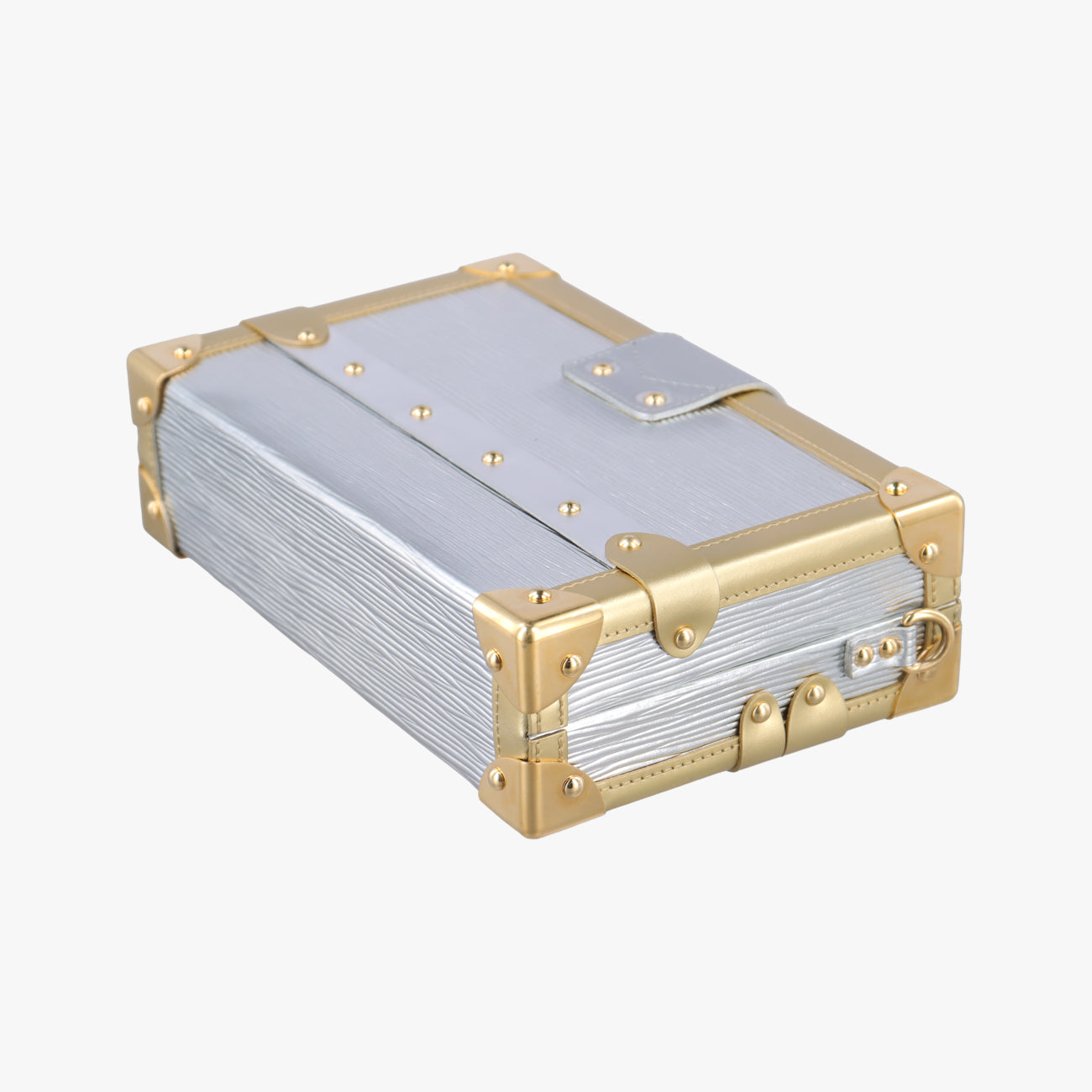 Pre-owned Louis Vuitton PETITE MALLE silver x gold Epi M54653 shoulderbag | stylenewstar