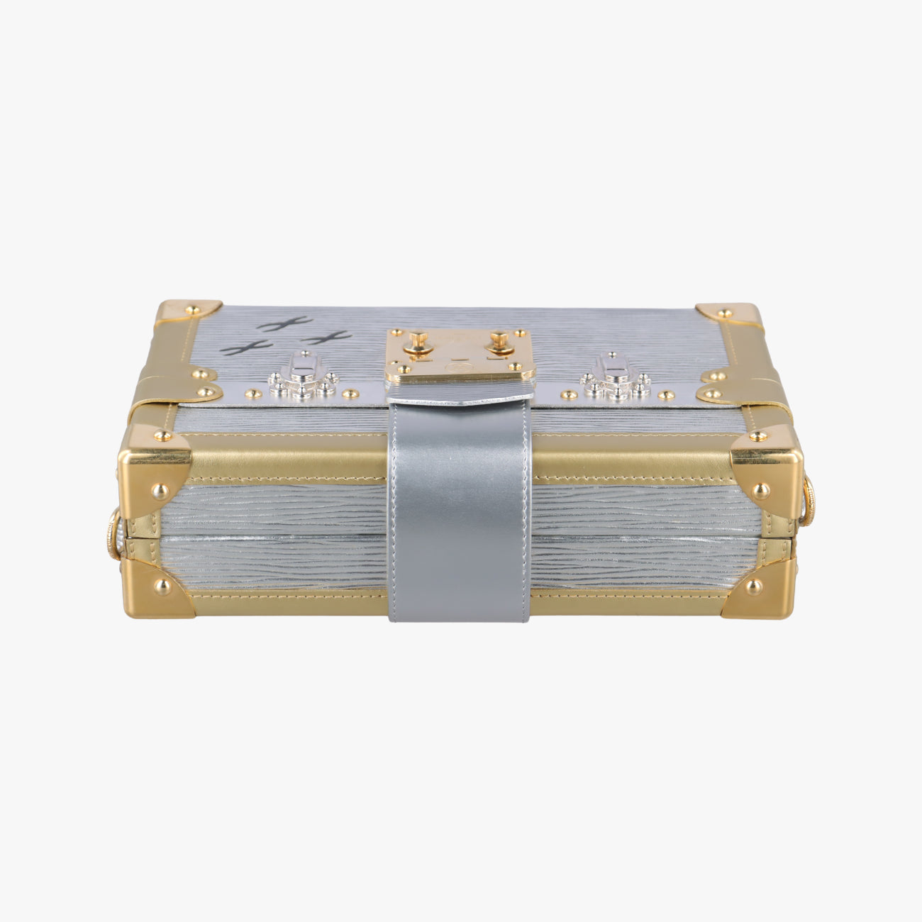 Pre-owned Louis Vuitton PETITE MALLE silver x gold Epi M54653 shoulderbag | stylenewstar