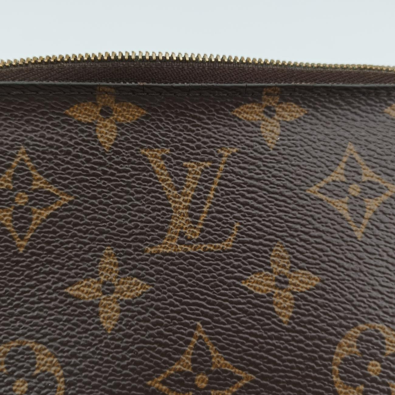 Pre-owned Louis Vuitton Pochette Double Zip Blooming Flowers brown×multicolor Monogram Canvas×calf leather M63905 shoulderbag | stylenewstar