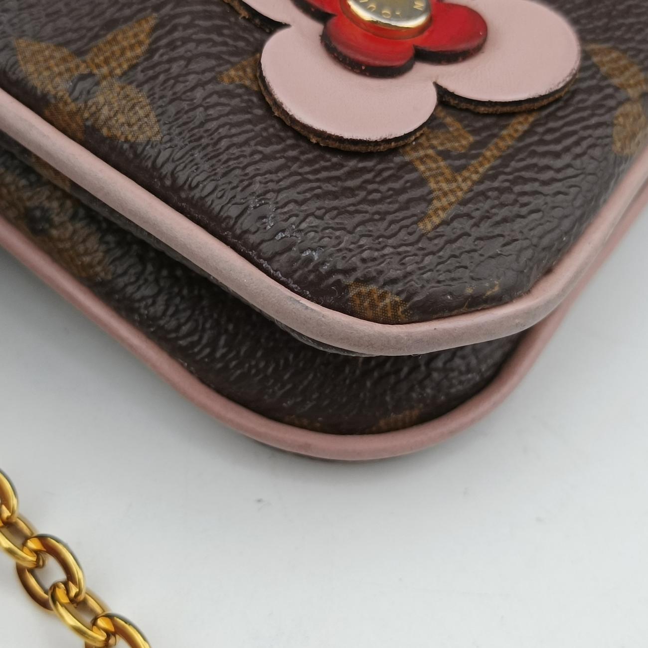 Pre-owned Louis Vuitton Pochette Double Zip Blooming Flowers brown×multicolor Monogram Canvas×calf leather M63905 shoulderbag | stylenewstar