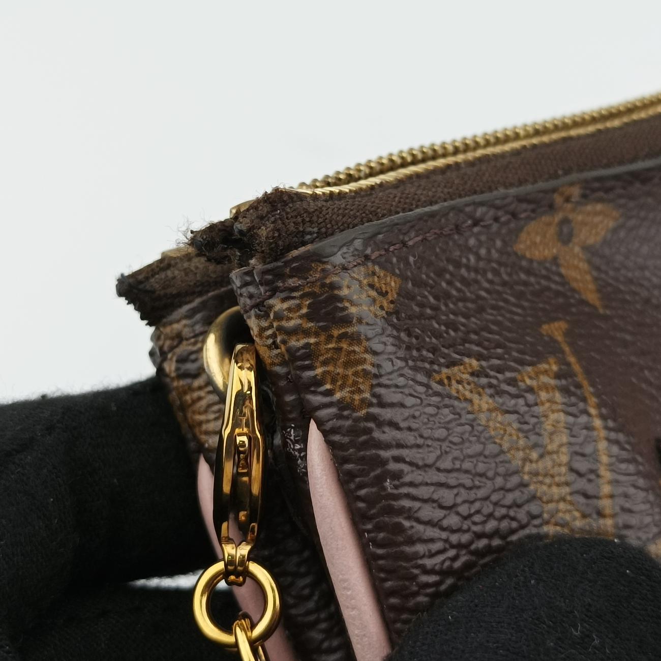 Pre-owned Louis Vuitton Pochette Double Zip Blooming Flowers brown×multicolor Monogram Canvas×calf leather M63905 shoulderbag | stylenewstar