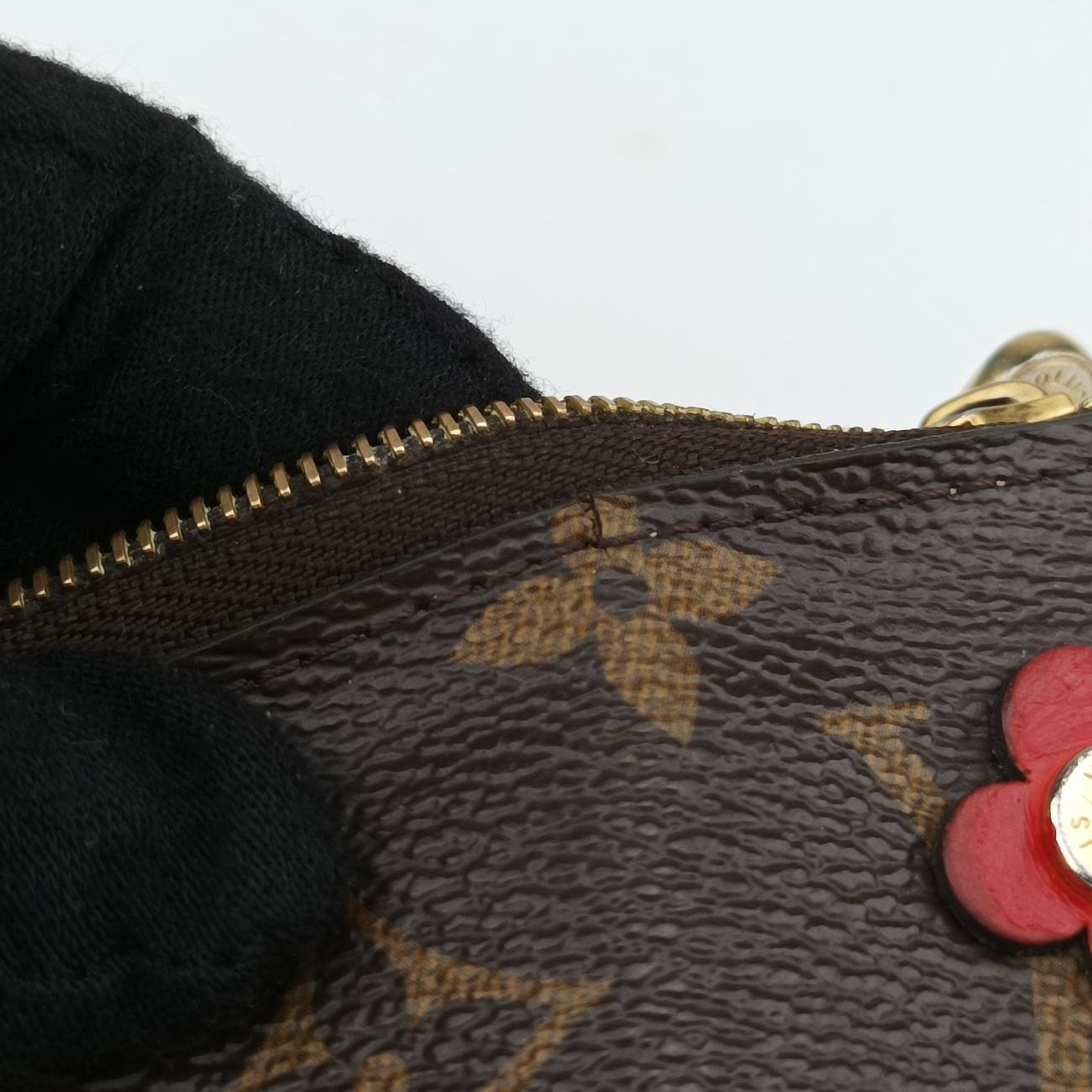 Pre-owned Louis Vuitton Pochette Double Zip Blooming Flowers brown×multicolor Monogram Canvas×calf leather M63905 shoulderbag | stylenewstar