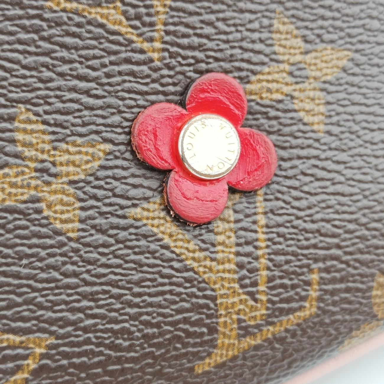 Pre-owned Louis Vuitton Pochette Double Zip Blooming Flowers brown×multicolor Monogram Canvas×calf leather M63905 shoulderbag | stylenewstar