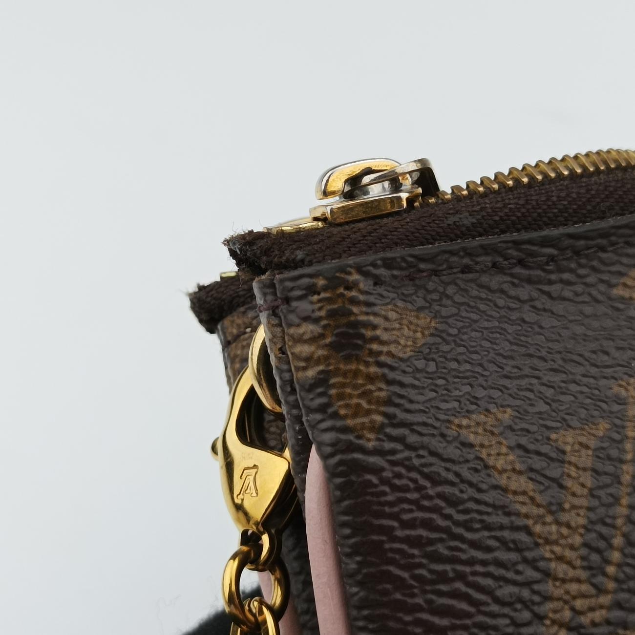 Pre-owned Louis Vuitton Pochette Double Zip Blooming Flowers brown×multicolor Monogram Canvas×calf leather M63905 shoulderbag | stylenewstar