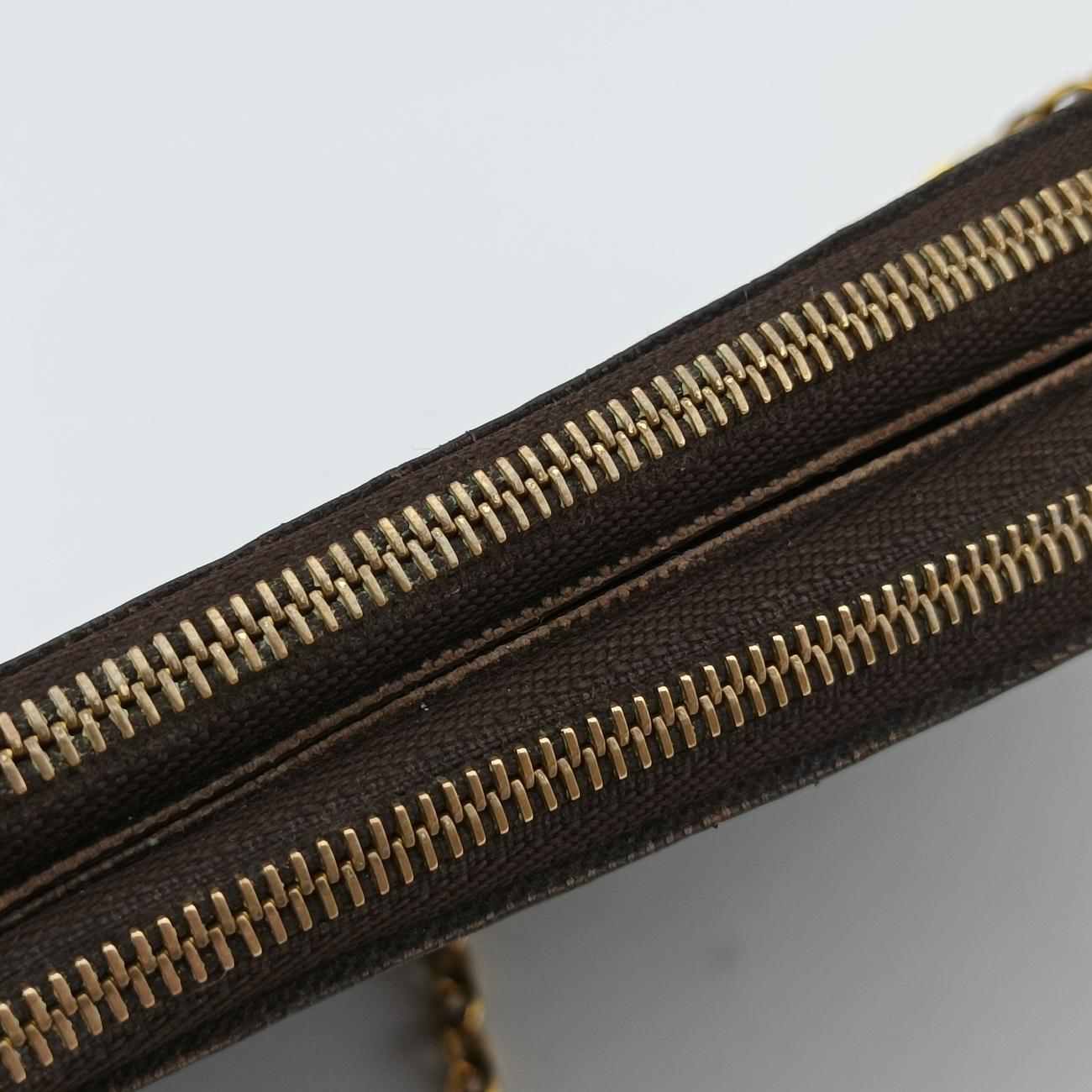 Pre-owned Louis Vuitton Pochette Double Zip Blooming Flowers brown×multicolor Monogram Canvas×calf leather M63905 shoulderbag | stylenewstar