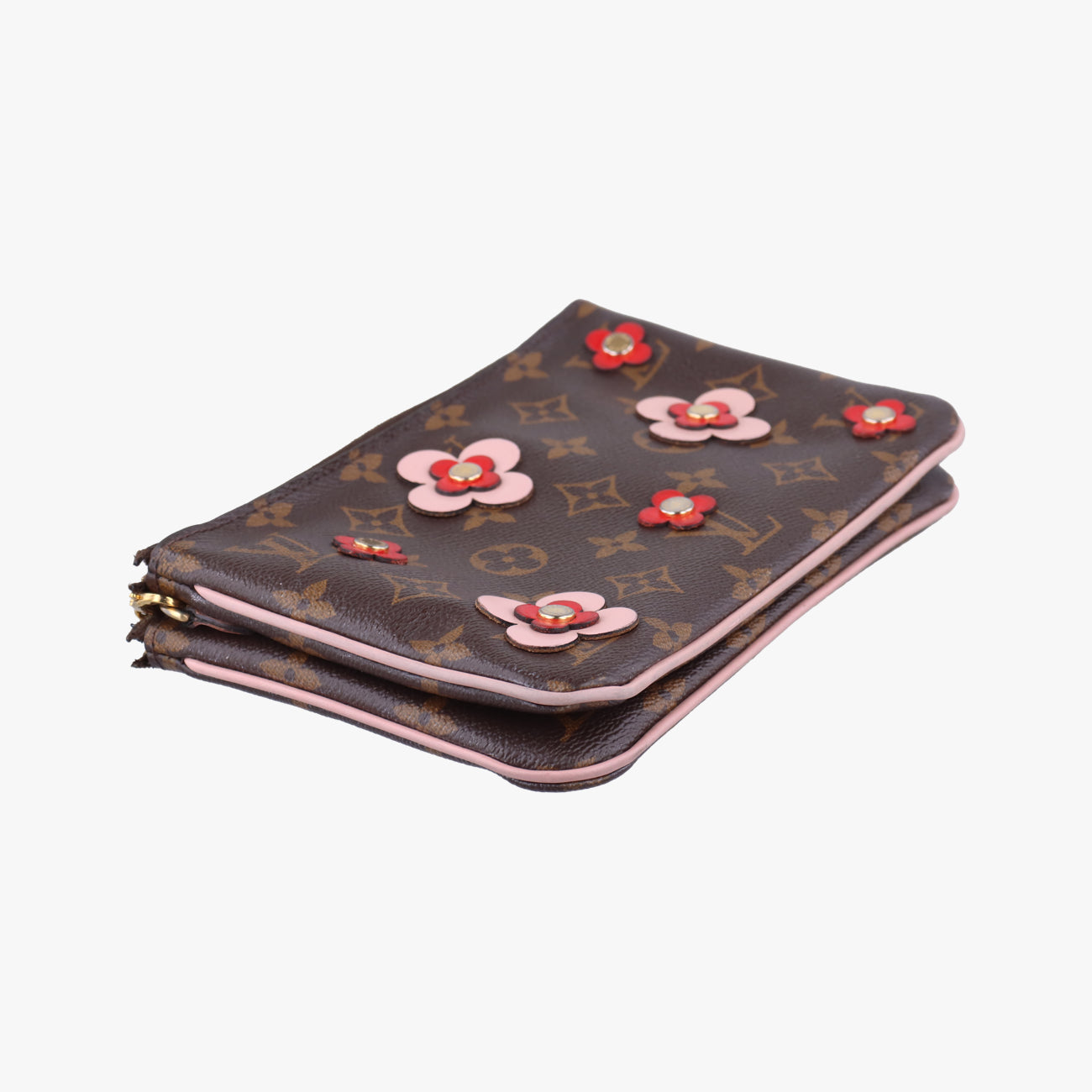 Pre-owned Louis Vuitton Pochette Double Zip Blooming Flowers brown×multicolor Monogram Canvas×calf leather M63905 shoulderbag | stylenewstar