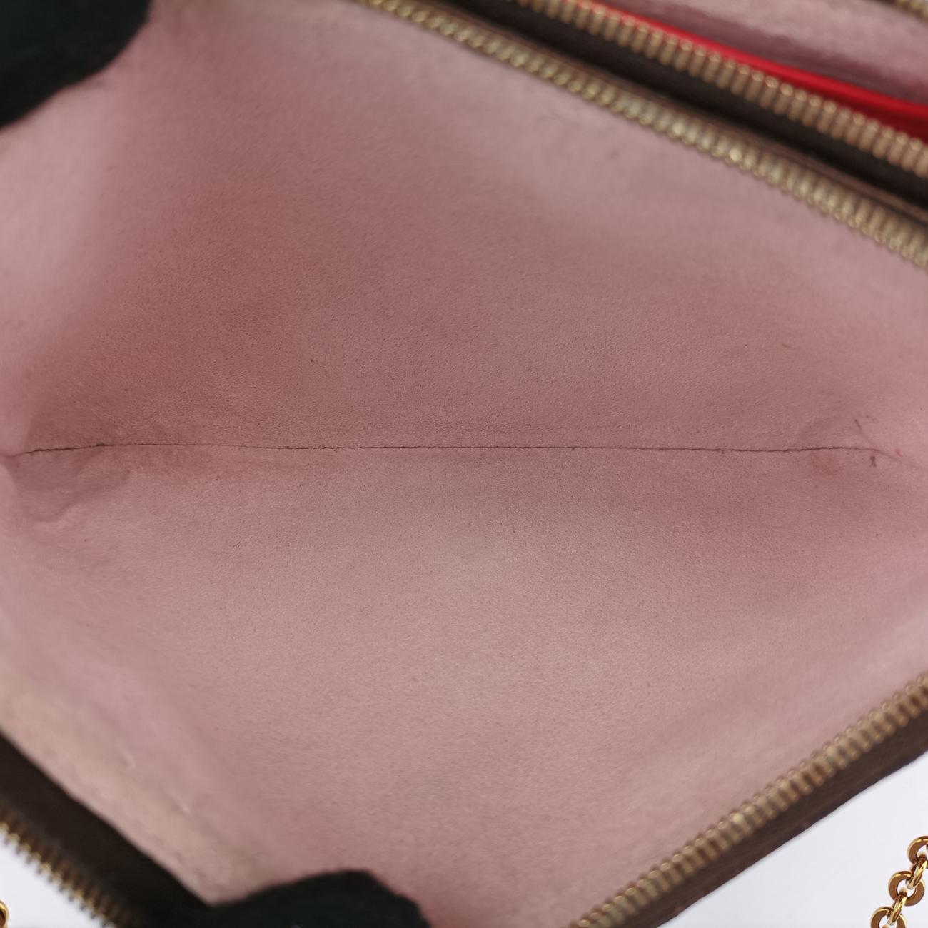 Pre-owned Louis Vuitton Pochette Double Zip Blooming Flowers brown×multicolor Monogram Canvas×calf leather M63905 shoulderbag | stylenewstar