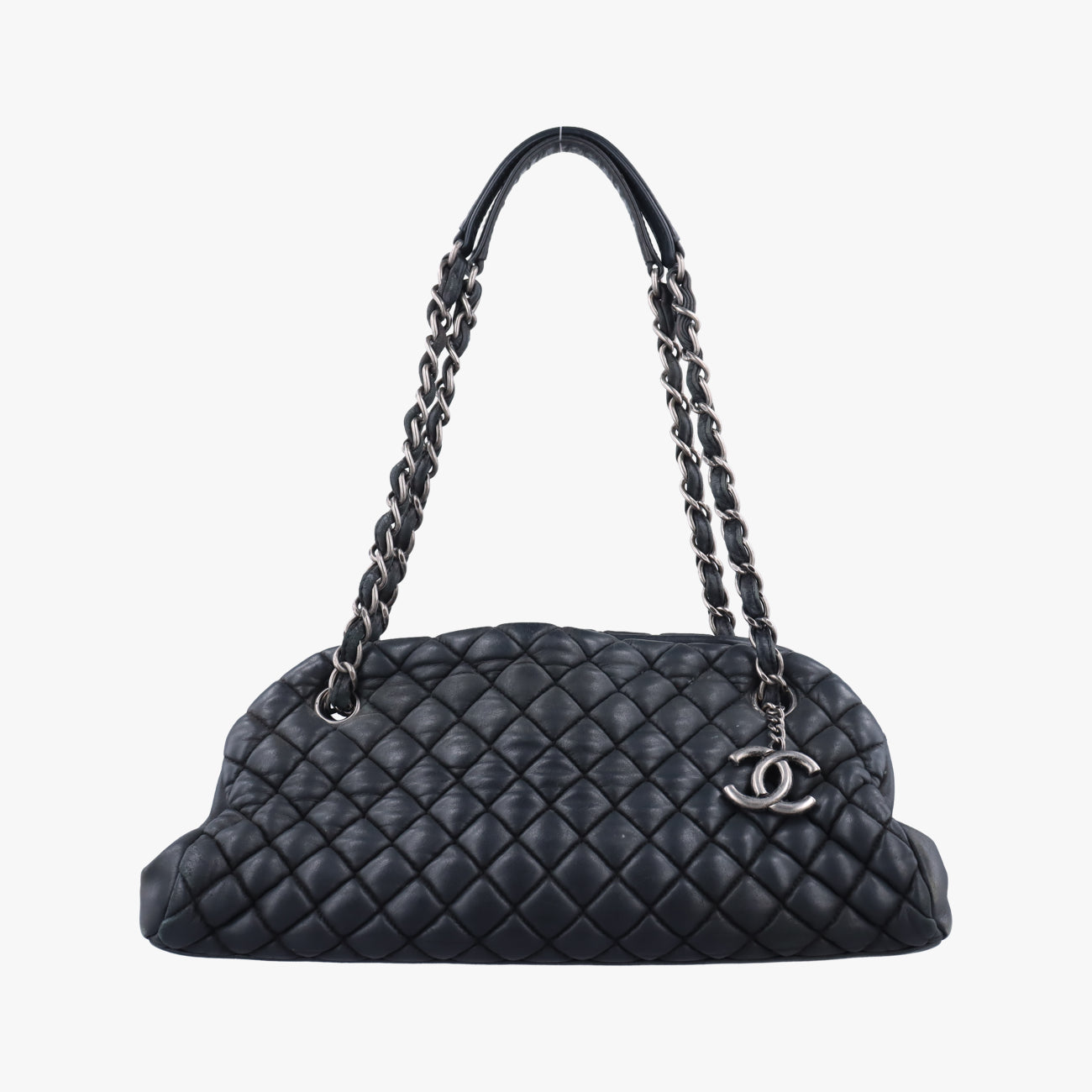 Pre-owned Chanel Mademoiselle Bowling Black Leather A67384 shoulderbag | stylenewstar