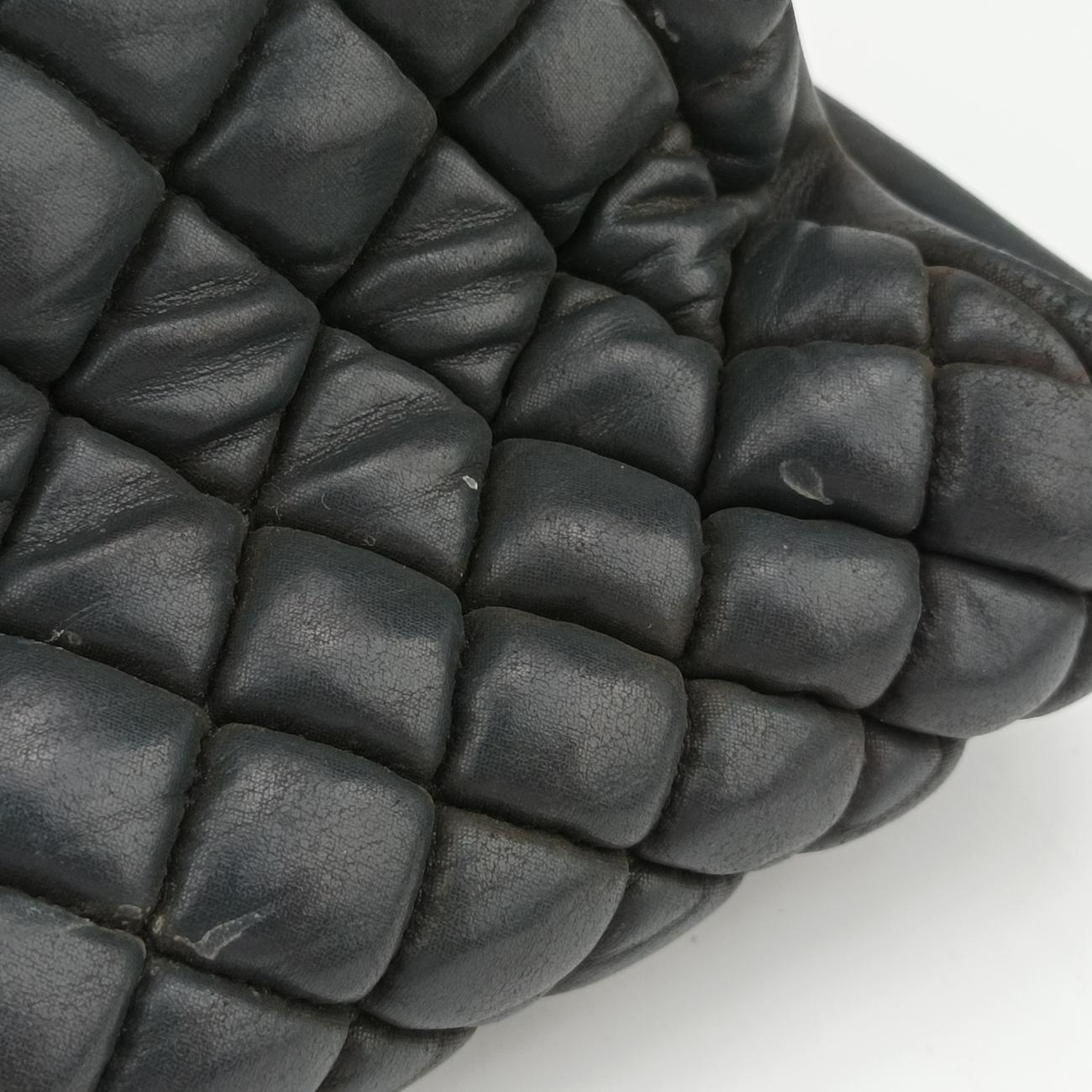 Pre-owned Chanel Mademoiselle Bowling Black Leather A67384 shoulderbag | stylenewstar