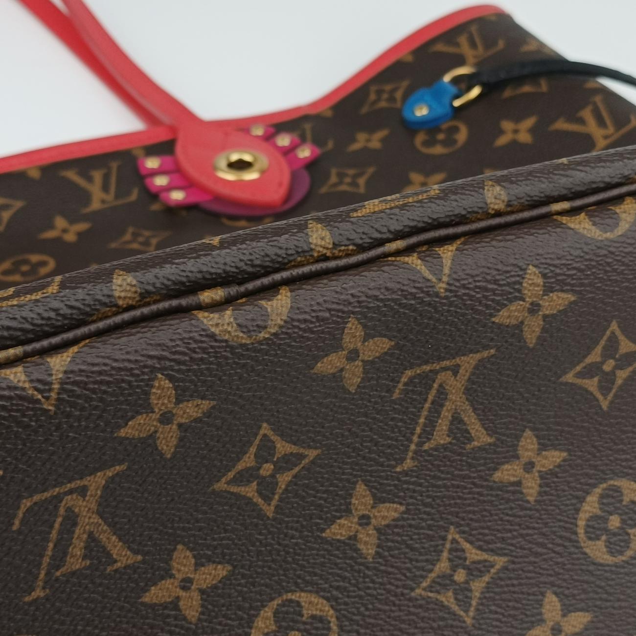 Pre-owned Louis Vuitton NEVERFULL MM Totem brown x Flamingo Monogram Canvas M41663 shoulderbag | stylenewstar