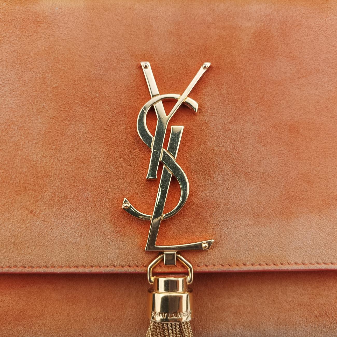 Pre-owned Yves Saint Laurent KATE Orange suede 354119 shoulderbag | stylenewstar